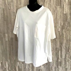 COS designer white shortsleeve shirt,back buttons